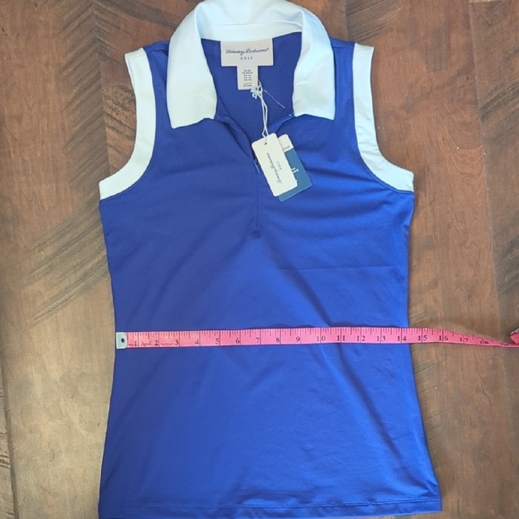 NWT Tommy Bahama Golf Blue and White Sleeveless Half Zip Polo, US XS - Picture 7 of 8